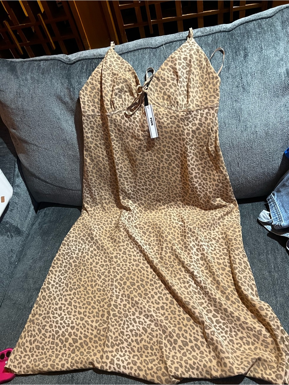 PINK Victoria's Secret Leopard Print Slip Dress - Tan & Brown
